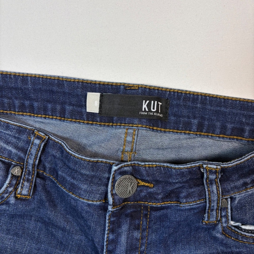 Kut from the Kloth Womens Size 8 Straight‎ Leg Jeans Blue Dark Wash Embroidered - Picture 10 of 11